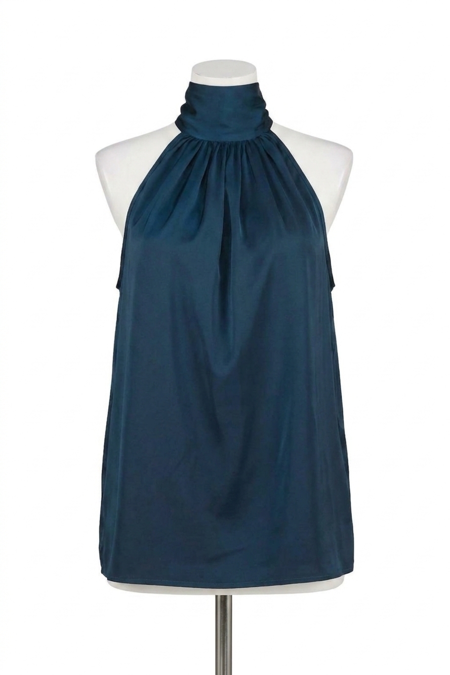 NEW BISHOP + YOUNG romance esme tie neck halter in blue